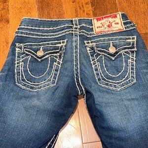 white stitched bootcut true religion jeans